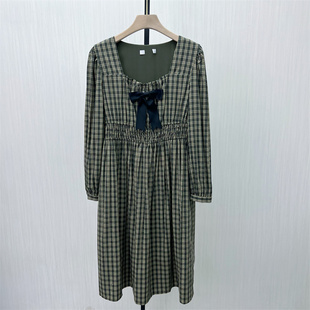 方领连衣裙女气质清新显瘦长袖 熠 法式 新品 茶歇裙1102 2026春季