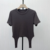 2025秋季 修身 新品 正肩短袖 T恤女休闲短款 显瘦打底衫 上衣802