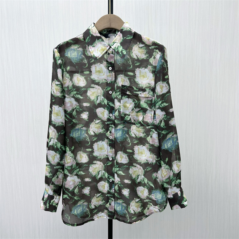 图●2025秋季新品 法式碎花长袖衬衫女气质通勤宽松打底上衣1621