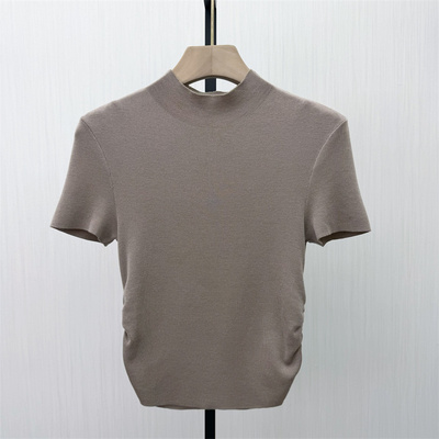 迪●2026春季新品 短袖针织衫女气质轻薄修身显瘦打底衫上衣3171