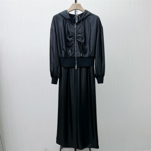 乂●2026春季新品 休闲套装女连帽拉链外套阔腿长裤两件套0222