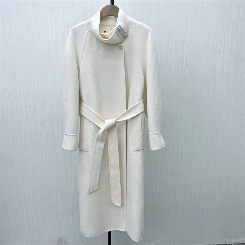 良月●2025冬季新 双面呢大衣女气质长款宽松绵羊毛呢子外套7222