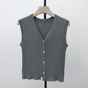 外搭无袖 针织马甲女休闲短款 新品 坎肩背心上衣673 2026春季