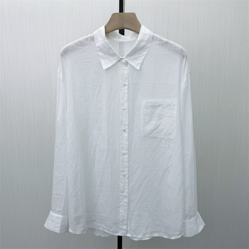 艾W●2026春季新品 苎麻长袖衬衫女休闲中长款宽松显瘦上衣2429