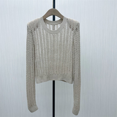 艾●2025秋季新品 镂空长袖罩衫女松弛感宽松外搭针织衫上衣858