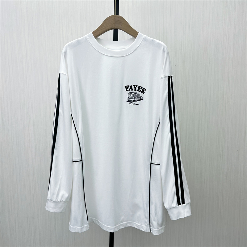 fei●2025春季新品 长袖印花T恤女宽松休闲中长款慵懒风上衣5242