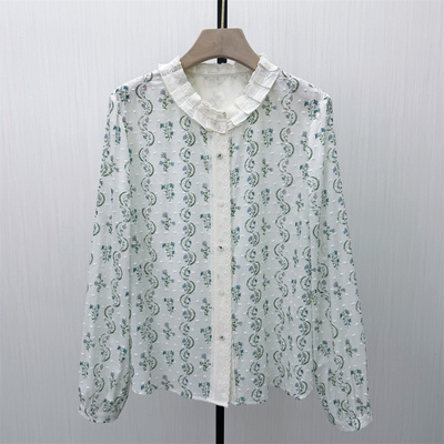 fei●2026春季新品 森系碎花长袖衬衫女小众气质别致打底上衣5049