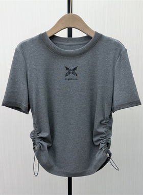 香●2026春季新品 印花短袖T恤女正肩修身显瘦休闲打底衫上衣1576