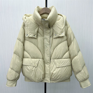 司●2025冬季新品 短款连帽羽绒服女宽松面包服加厚保暖外套0180