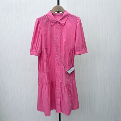 良月●2025夏季新 短袖连衣裙女气质休闲通勤简约百搭衬衫裙3272
