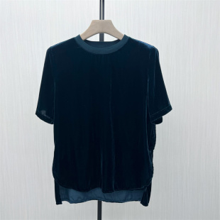 T恤女简约宽松显瘦内搭打底衫 艾 丝绒短袖 新品 上衣830 2025秋季