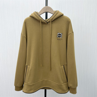 C●2025冬季新品 加绒连帽套头卫衣女休闲宽松慵懒感长袖上衣1231