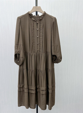 C●2025秋季新品 森系连衣裙女小清新简约气质显瘦长袖衬衫裙7153