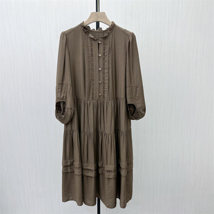 C●2025秋季新品 森系连衣裙女小清新简约气质显瘦长袖衬衫裙7153