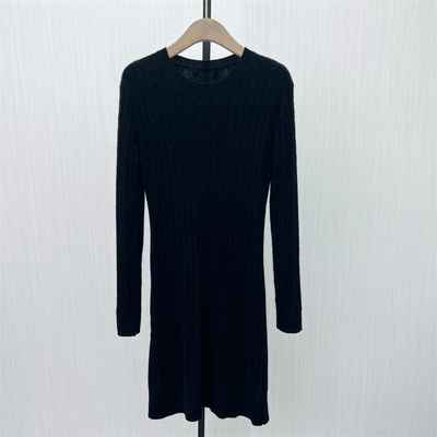 C●2025冬季新品 绵羊毛针织连衣裙女修身内搭长袖打底毛衣裙2587