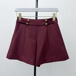 2025秋季 女高腰显瘦宽松直筒休闲百搭阔腿裤 新 短裤 2002 西装 芭