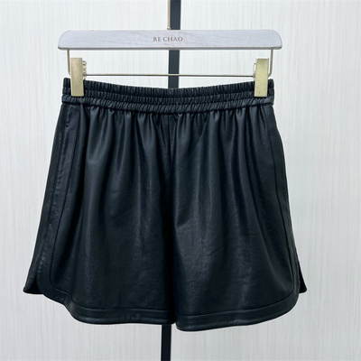 良月●2025冬季新 皮裤女时尚高腰显瘦阔腿裤小个子百搭短裤3592