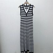 2026春季 新品 针织条纹无袖 香 连衣裙女修身 打底显瘦背心a字长裙