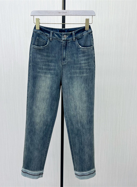 C●2025秋季新品 直筒小脚牛仔裤女高腰显瘦修身长裤铅笔裤5027