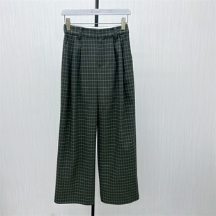 女宽松休闲百搭直筒显瘦长裤 艾 格纹阔腿裤 新品 220 2025秋季