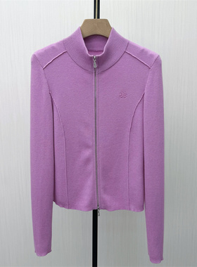 迪●2026春季新品 拉链针织衫女弹力修身显瘦毛衫开衫上衣8158