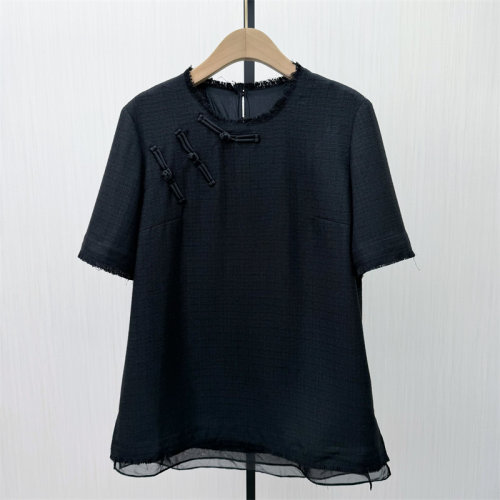S●2026春季新品 新中式盘扣衬衫女气质通勤国风宽松短袖上衣187