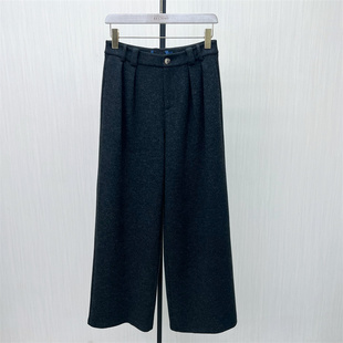C●2025冬季新品 毛呢阔腿裤女高腰显瘦宽松直筒通勤百搭长裤5012