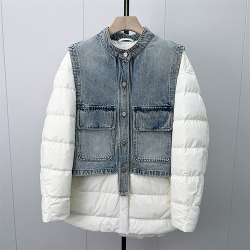 S●2026冬季新品 假两件拼接羽绒服女宽松休闲百搭保暖厚外套755