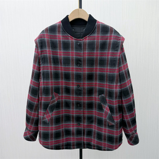 格纹夹棉外套女休闲宽松设计感可两穿外套119 新品 2026春季