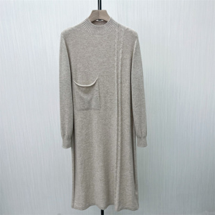 绵羊毛针织连衣裙女宽松简约内搭打底毛衣裙2575 新品 2025冬季