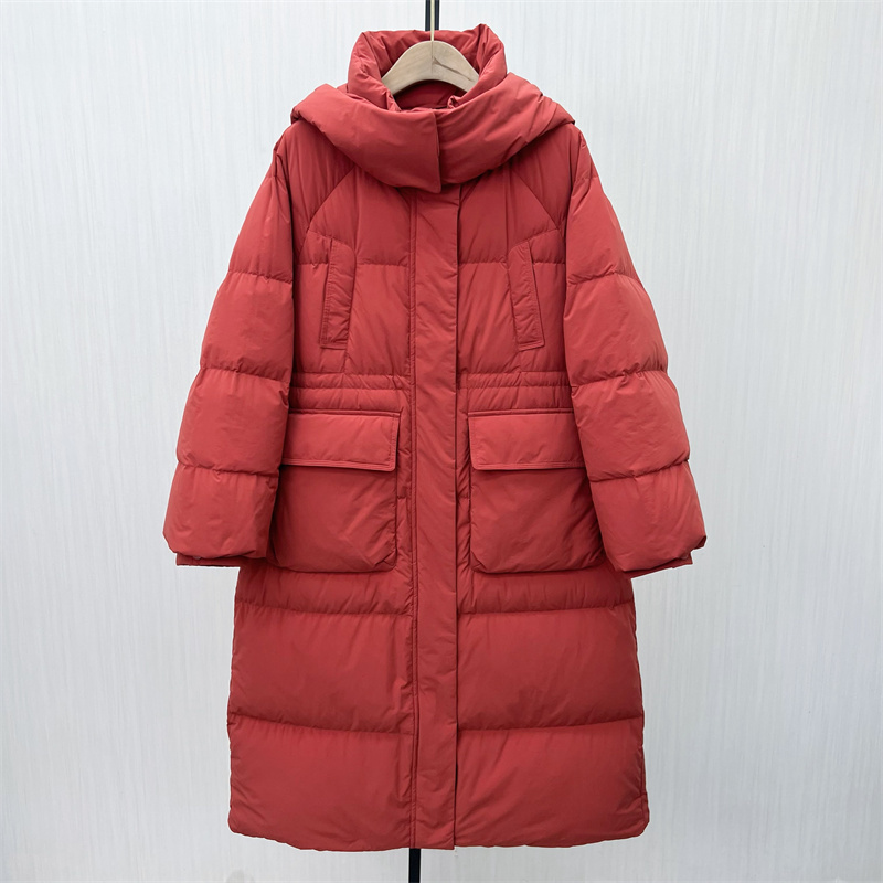 C●2025冬季新品 羽绒服女时尚长款宽松加厚保暖白鸭绒外套9516