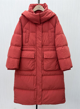 C●2025冬季新品 羽绒服女时尚长款宽松加厚保暖白鸭绒外套9516