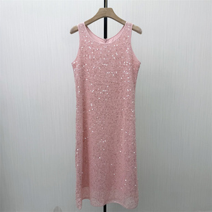 乂●2026春季新品 亮片连衣裙女设计感小众气质显瘦无袖裙子0434