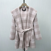 格纹双面呢大衣女中长款 新品 气质宽松绵羊毛呢外套 2025冬季 图