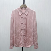 女小众别致宽松国风长袖 艾 上衣518 新中式 盘扣衬衫 2025秋季 新品