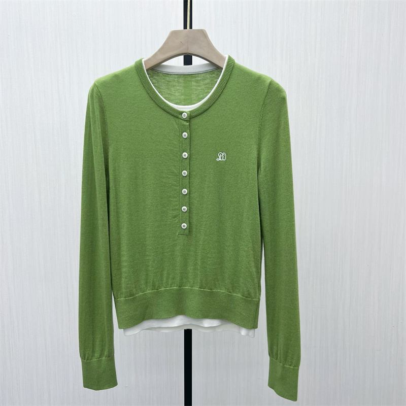 良月●2025秋季新品 绵羊毛针织衫女假两件宽松显瘦打底上衣1403