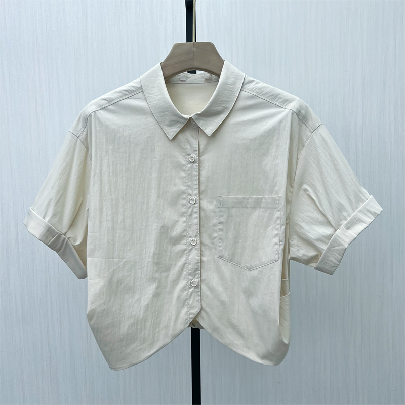 C●2025秋季新品 短袖衬衫女纯色基础宽松百搭打底内搭上衣1119