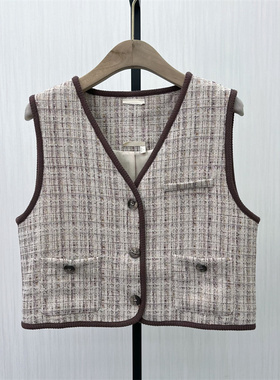 C●2025秋季新品 小香风粗花呢马甲女复古气质坎肩背心外套3033
