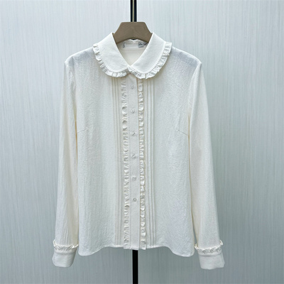 fei●2025冬季新品 法式娃娃领衬衫女气质小清新长袖打底上衣8225