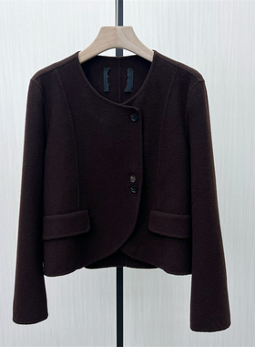 良月●2025冬季新 双面呢大衣女气质短款宽松绵羊毛呢子外套8429