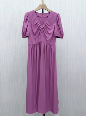 伊●2026夏季新品 法式v领连衣裙女气质显瘦小清新a字茶歇裙3633