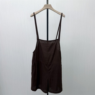 女宽松中性休闲直筒连体背带短裤 亚麻连衣裤 新品 963 2026夏季