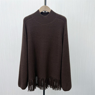 良月●2025冬季新品 毛衣女宽松套头慵懒风流苏针织毛衫上衣8501