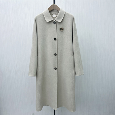 C●2025冬季新品 双面呢大衣女气质长款宽松绵羊毛呢子外套8082