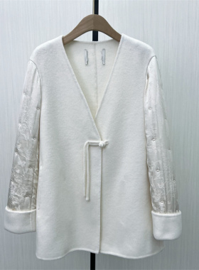 KA●2025冬季新品 盘扣呢大衣女新中式气质宽松绵羊毛呢外套4732