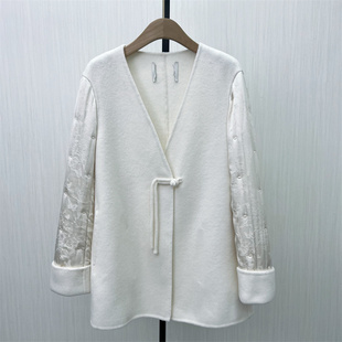 KA●2025冬季新品 盘扣呢大衣女新中式气质宽松绵羊毛呢外套4732