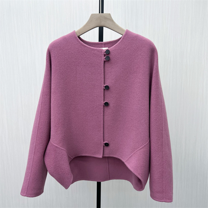 C●2025冬季新品 双面呢大衣女气质短款宽松绵羊毛呢子外套8326