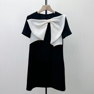 图●2026夏季新品 蝴蝶结连衣裙女气质淑女小黑裙显瘦a字裙子4201