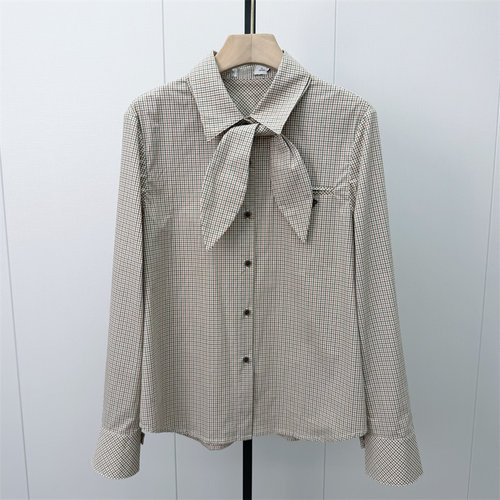 fei●2026秋季新品 复古格纹衬衫女休闲通勤宽松百搭长袖上7084