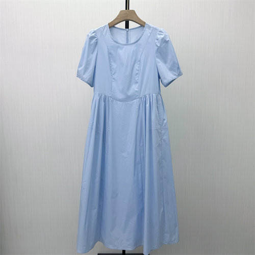 fei●2026夏季新品 短袖连衣裙女气质简约日常百搭显瘦长裙6124